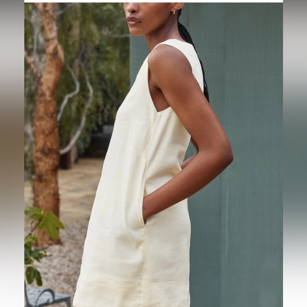 Everlane linen blend shift dress butter yellow sz 2 Easter resort wedding vacay